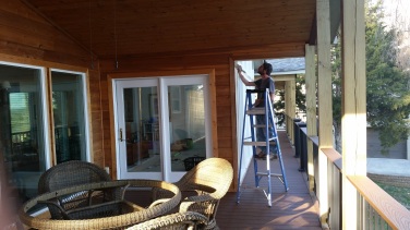 painting and staining the porch